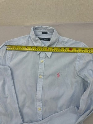 Ralph Lauren Women's Skinny Fit Light Blue Oxford Shirt Sz 4 Pony Logo