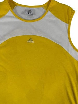 Adidas Women's L Yellow White Athletic Tank Top Sleeveless