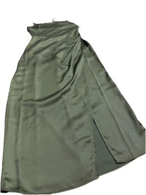 Zara Women's Satin Effect Beaded Slip Midi Dress Small Green Khaki Nwot