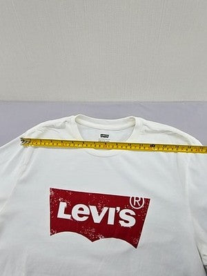 Levi's Men's White Cotton T-Shirt Size M Logo Crew Neck Short Sleeve