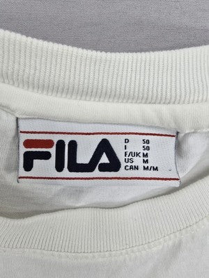 Fila Men's White Logo Cotton T-Shirt Sz M Short Sleeve