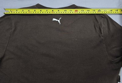 Puma Men's Brown Striped Cotton T-Shirt M Regular Short Sleeve