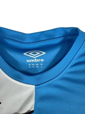 Umbro Men's XL Blue Striped Soccer Jersey Short Sleeve Crewneck