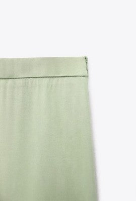 Zara Woman NWT Green Flared Satin Effect Pants Size Medium