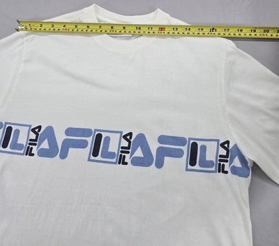 Fila Men's White Logo Cotton T-Shirt Sz M Short Sleeve
