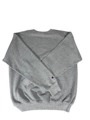 Champion Gray College Crewneck Sweatshirt L Embroidered