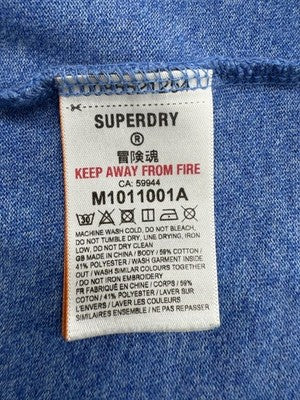Superdry Essential Logo Blue Marl Slim Fit Men's M T-Shirt Cotton