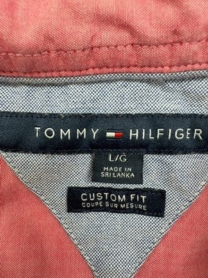 Tommy Hilfiger Pink Cotton Short Sleeve Oxford Shirt L Regular Fit