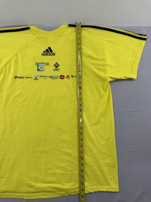 Adidas Yellow Soccer Jersey XL Men Short Sleeve Stripes Spain