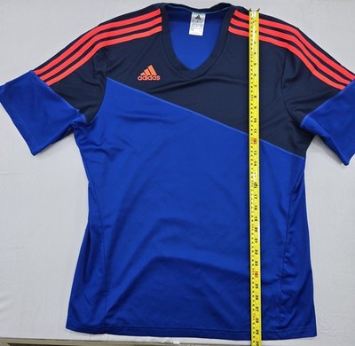 Adidas Men's XL Navy/Red Striped Soccer Jersey V-Neck 3 Stripes