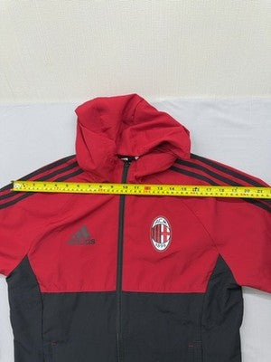 Adidas AC Milan Red Black Full Zip Track Jacket Hooded S Men Soccer