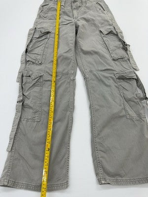 Bershka Unisex Gray Cargo Pants Size M Relaxed Cotton Drawstring