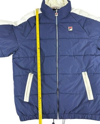 Fila Men's Navy Blue Puffer Jacket Size L Vintage Winter