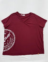 John Baner Kids Burgundy V-Neck Graphic Football T-Shirt Size 10/12 Regular