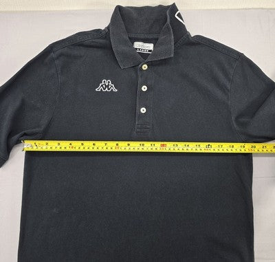 Kappa Men's Black Cotton Polo Shirt Large Short Sleeve Logo L