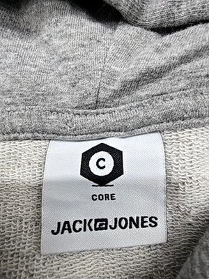 Jack & Jones Men's Graphic Hoodie M Grey Organic Cotton Relaxed Fit