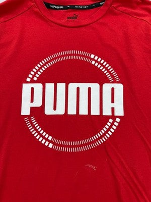 Puma Red Cotton T-Shirt XL Men's Short Sleeve Crew Neck