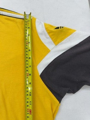 Adidas Men's Yellow Striped Short Sleeve T-Shirt XL 3 Stripes
