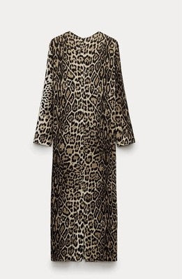 Zara BNWT Leopard Zw Collection Animal Print Dress Women's Size XS Fashion Midi
