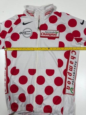 Nike XL Tour De France Polka Dot Cycling Jersey White Red Long Sleeve
