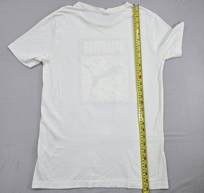 Puma Men's White S Short Sleeve Cotton T-Shirt Cat Logo Crew Neck