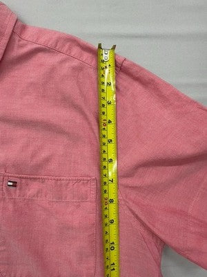 Tommy Hilfiger Pink Cotton Short Sleeve Oxford Shirt L Regular Fit