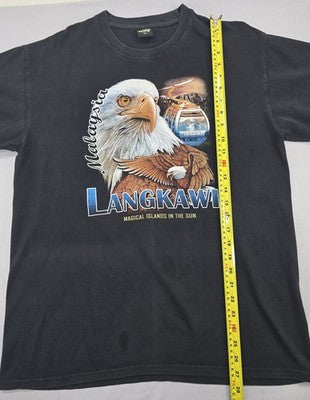 JM Men's XL Black Eagle Travel Cotton T-Shirt Short Sleeve Crewneck