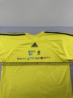 Adidas Yellow Soccer Jersey XL Men Short Sleeve Stripes Spain