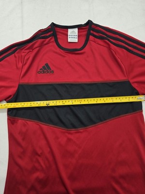 Adidas Men's Red Striped Short Sleeve Crewneck T-Shirt Regular Thailand