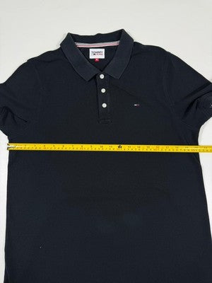 Tommy Jeans Black Polo Shirt XL Short Sleeve Pique Logo