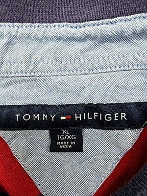 Tommy Hilfiger Men's Red Navy Stripe Custom Fit Polo Shirt XL