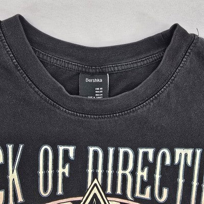 Bershka Black Graphic Print T-Shirt L Short Sleeve Relaxed Fit