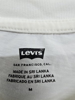 Levi's Men's White Cotton T-Shirt Size M Logo Crew Neck Short Sleeve