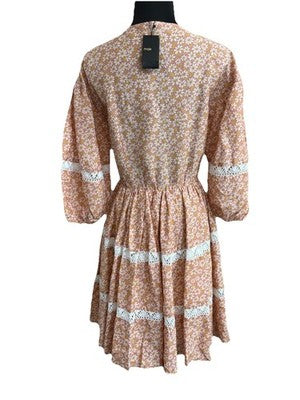 Maje Rayanik Mini Dress In Pink Floral Print, Made From A Linen Blend Rrp $360