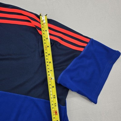 Adidas Men's XL Navy/Red Striped Soccer Jersey V-Neck 3 Stripes