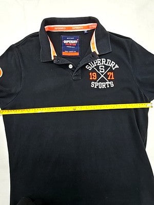Superdry Black Men's XXL Short Sleeve Polo Shirt Orange Accents