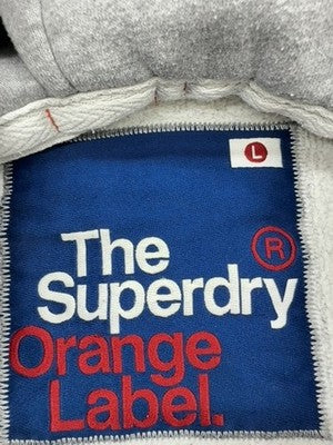 Superdry Men's Grey Zip Hoodie L Orange Label Cotton Blend
