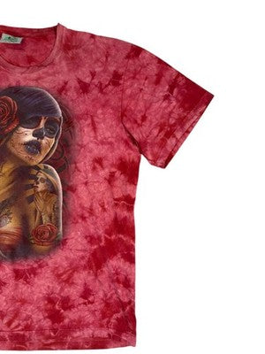 Vintage Rock Nature Sugar Skull Tie-Dye Red T-Shirt XL