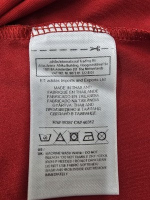 Adidas Men's Red Striped Short Sleeve Crewneck T-Shirt Regular Thailand