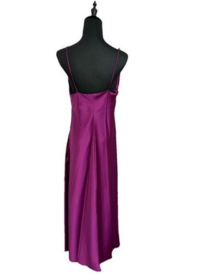 Zara Women's Midi Dress Medium Purple Satin Effect Ruching Evening