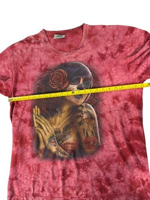 Vintage Rock Nature Sugar Skull Tie-Dye Red T-Shirt XL