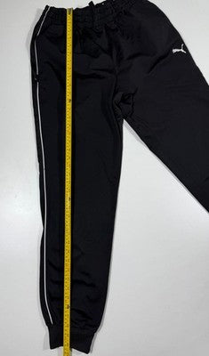 Puma Black Track Pants L Elastic Waist Cuffed Polyester Drawstring Solid