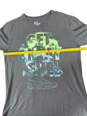 Nike Men's Grey Graphic Print Cotton T-Shirt M Short Sleeve Crewneck