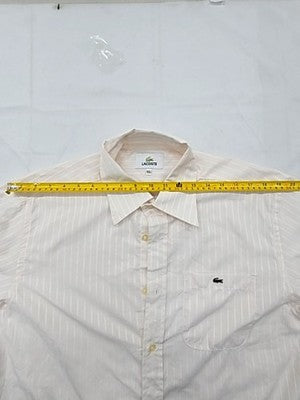 Lacoste White Striped Long Sleeve Button Down XL Cotton Embroidered Croc