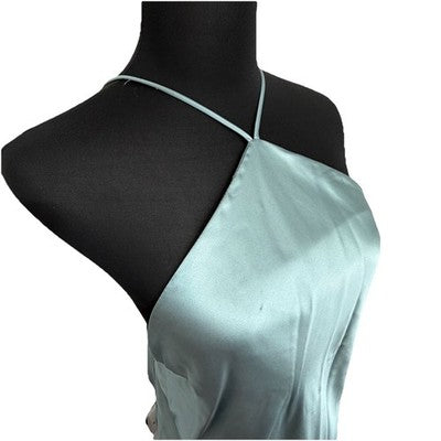 NWT Zara Satin Slip With Spaghetti Straps Midi Dress Blue Gray Size Usa Small