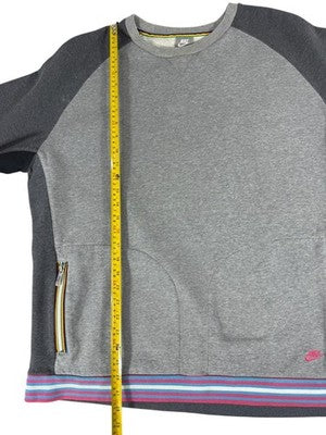 Nike Grey Colorblock Sweatshirt XL Zip Pocket Long Sleeve