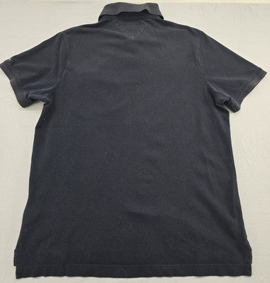 Tommy Hilfiger Men's Polo Shirt Large Navy Blue Slim Fit Cotton