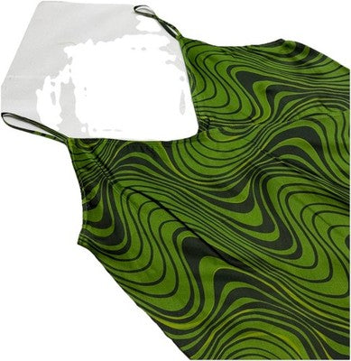 Zara Women's Green Slip Midi Dress V-Neck Strappy Psychedelic Swirl Size Small
