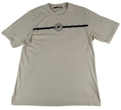 Fila Men's Beige T-Shirt – Size XXL, Logo, Short Sleeve