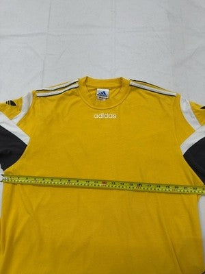 Adidas Men's Yellow Striped Short Sleeve T-Shirt XL 3 Stripes